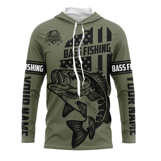 Bass hunter fishing American flag Custom UV sun protection Long sleeve Fishing shirts Cornbee