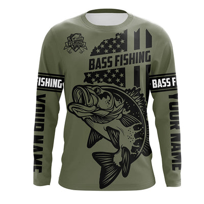 Bass hunter fishing American flag Custom UV sun protection Long sleeve Fishing shirts Cornbee
