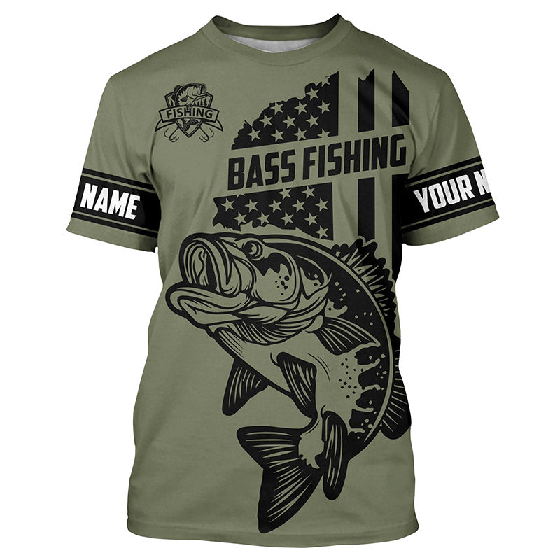 Bass hunter fishing American flag Custom UV sun protection Fishing T-shirt jerseys Cornbee