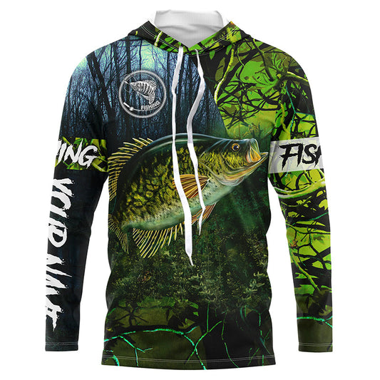 Crappie Fishing green camo Custom name Performance Long Sleeve UV protection fishing shirts Cornbee