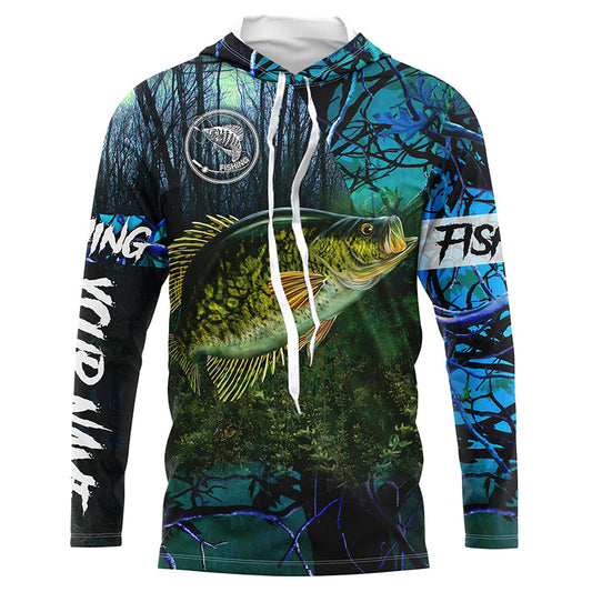 Crappie Fishing blue camo Custom name Performance Long Sleeve UV protection fishing shirts Cornbee
