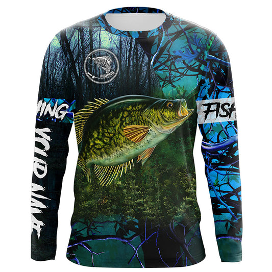 Crappie Fishing blue camo Custom name Performance Long Sleeve UV protection fishing shirts Cornbee