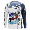 Bass Fishing blue camo American Flag Custom name & boat name performance Long Sleeve Fishing Shirts Cornbee