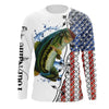 American flag Largemouth bass patriotic Fishing Customize name performance fishing Long sleeve shirt Cornbee
