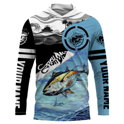 Tuna Fishing Fish On blue saltwater custom fishing apparel UV protection Cornbee