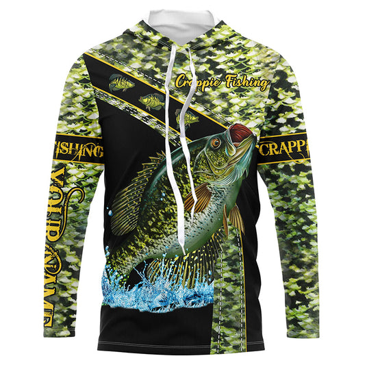 Crappie fishing green Crappie scales Custom name Crappie fishing Long sleeve, Long Sleeve Hooded Cornbee
