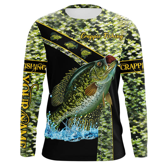 Crappie fishing green Crappie scales Custom name Crappie fishing Long sleeve, Long Sleeve Hooded Cornbee
