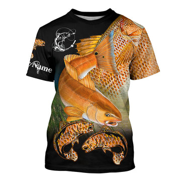 Redfish puppy drum Fishing Customize Name All-over Print fishing T-shirt, gift for fishing lovers Cornbee