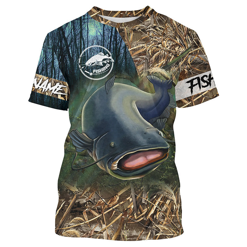 Catfish Fishing Camo performance fishing shirt Customize Name All-over Print Unisex fishing Cornbee