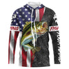 Personalized Bass Fishing Jerseys, Custom American flag Bass fishing Long sleeve, Long Sleeve Hooded Cornbee