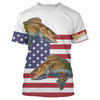 Walleye Fishing American Flag patriotic Customize name All over print shirts, 4th of July fishing shirt Cornbee