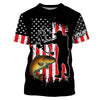 Carp fishing bow fishing American flag patriotic Custom Name 3D All Over Printed Shirts, bow fishing tournament shirts Cornbee
