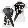 Personalized Black White Bowling Player Personalized All Over Printed Shirt For Women Cornbee