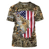 American flag Walleye fishing camo Customize Name All-over Print Unisex fishing T-shirt Cornbee