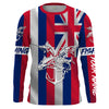 HI Fishing Grand slam custom fishing shirt Hawaiian Flag marlin, tuna, mahi mahi, wahoo Cornbee