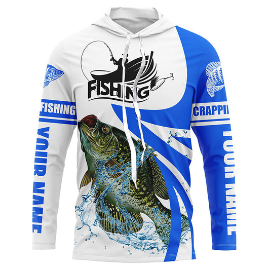 Crappie fishing tournament Fishing Jersey, Personalized white blue crappie fishing Long sleeve shirt Cornbee