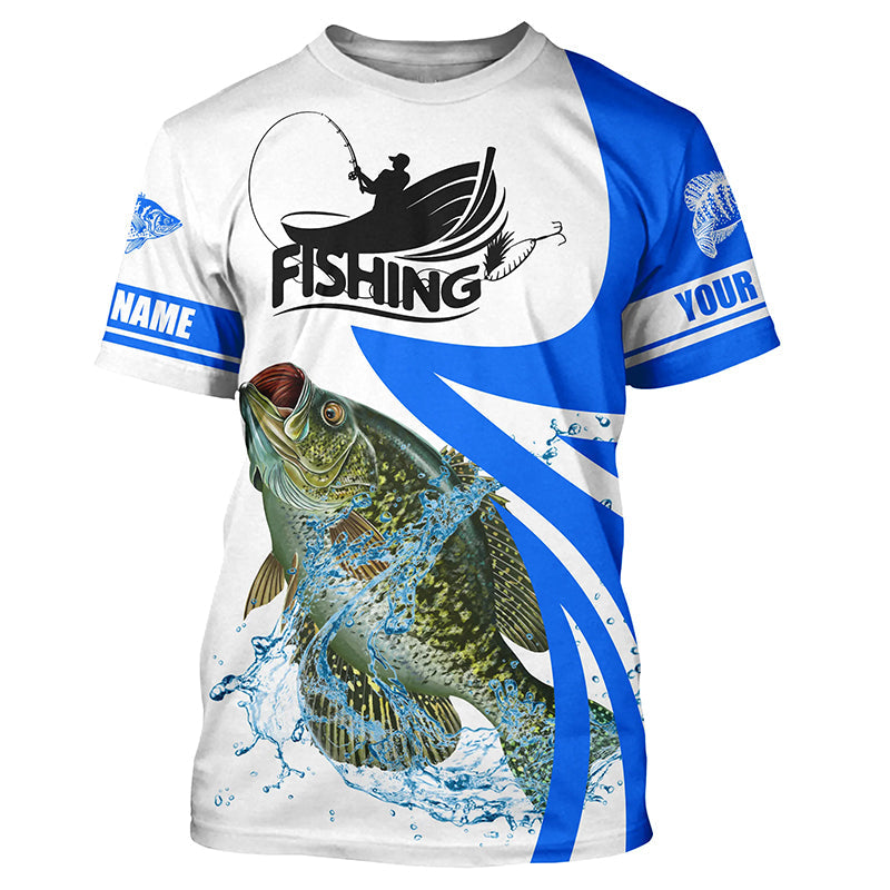 Crappie fishing tournament Fishing Jersey, Personalized white and blue crappie fishing T-shirt Cornbee