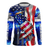 Redfish Fishing American Flag patriotic UV protection Custom name long sleeves Cornbee