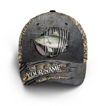 Striped Bass fishing camo Custom fishing hat Unisex Fishing Baseball Angler striper hat cap Cornbee