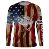 Personalized Crappie Fishing American Flag patriotic performance Fishing Shirts Cornbee