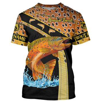 Personalized Brown trout fishing scales T-shirt, Custom Brown trout sun protection fishing jerseys Cornbee