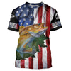 Walleye fishing American Flag Patriotic Fourth of July personalized Walleye fishing T-shirt Cornbee
