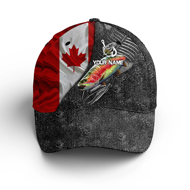 Rainbow trout fishing Canadian Flag Custom fishing Hat Baseball Hat, fishing cap Cornbee
