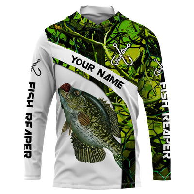 Crappie fishing Green Camo Customize Name UV protection quick dry long sleeves Cornbee