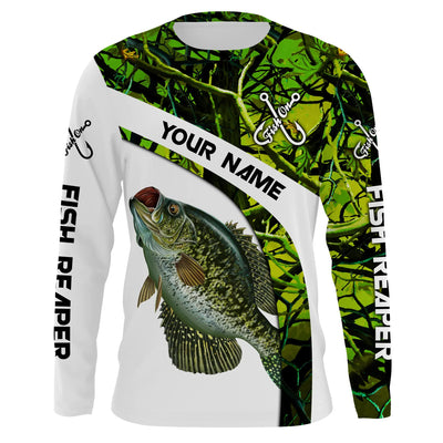Crappie fishing Green Camo Customize Name UV protection quick dry long sleeves Cornbee
