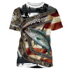 Custom American Flag patriotic Striped Bass Fishing Jerseys, Personalized camo striper fishing T-shirt Cornbee