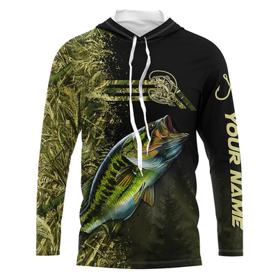 Custom Largemouth Bass fishing camouflage Fishing Jersey, Personalized Bass fishing Long sleeve shirts Cornbee