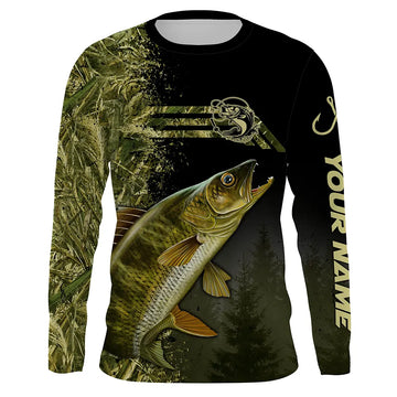 Custom Walleye fishing camouflage Fishing Jerseys, Personalized Walleye fishing Long sleeve shirts Cornbee