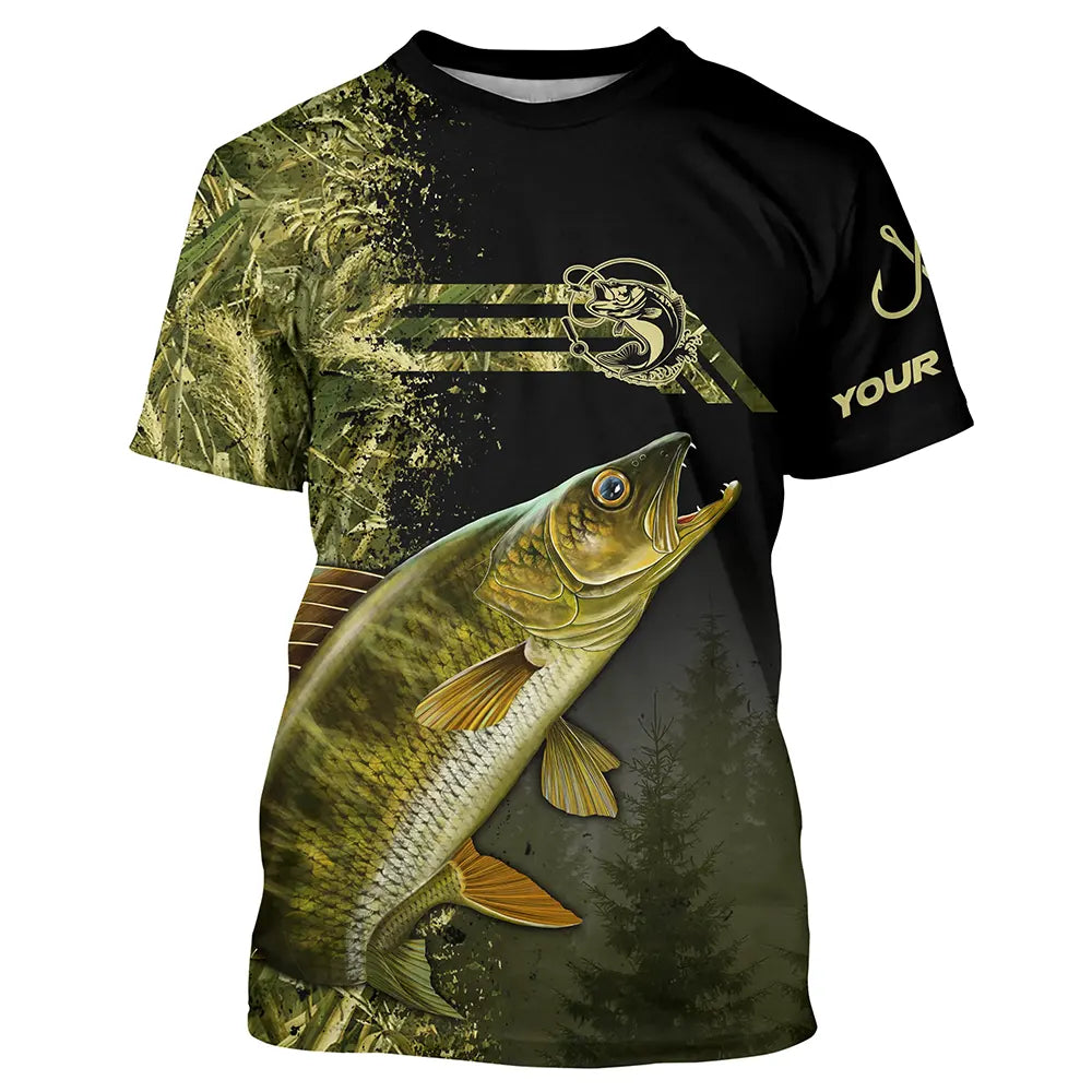 Custom Walleye fishing camouflage Fishing Jerseys, Personalized Walleye fishing T-shirt Cornbee