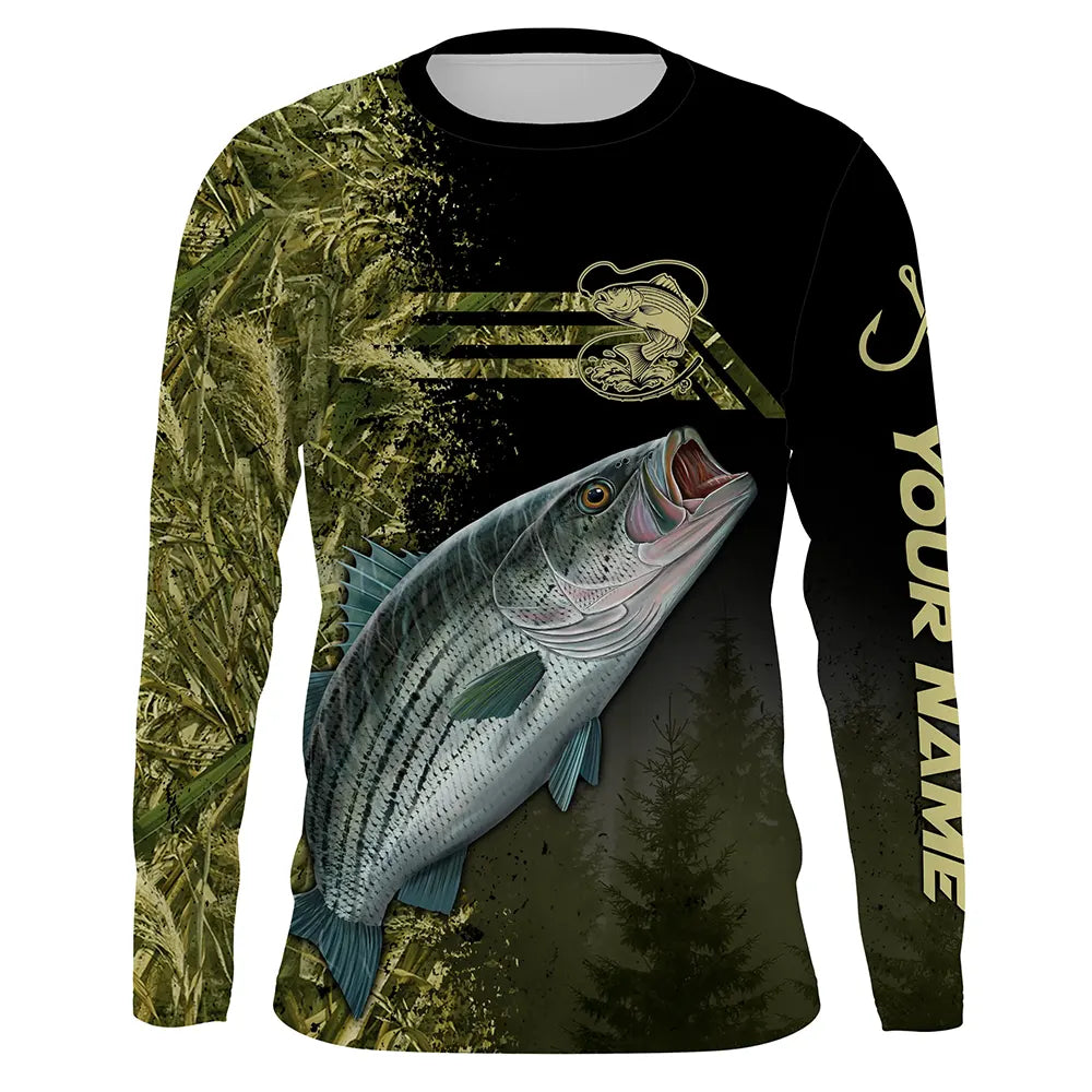 Bass Fishing Shirt for Men Long Sleeve Sun Protection UV UPF 30+ T