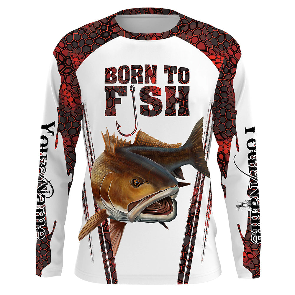 Born To Fish Redfish fishing red camo Custom Name UV Protection
