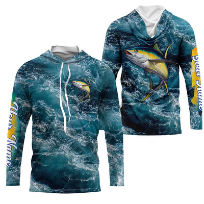 Tuna saltwater fishing custom blue sea wave fishing tournament shirt | Long sleeve, Long Sleeve Hooded Cornbee