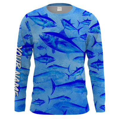 Tuna fishing Saltwater Fish ocean blue camo UV protection UPF 30+ long sleeves Cornbee