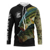 Personalized Bass Fishing Jerseys, Custom Bass fishing green scales Long sleeve, Long Sleeve Hooded Cornbee