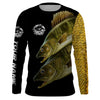 Personalized Walleye Fishing Jerseys, Custom Walleye fishing scales Long sleeve, Long Sleeve Hooded Cornbee