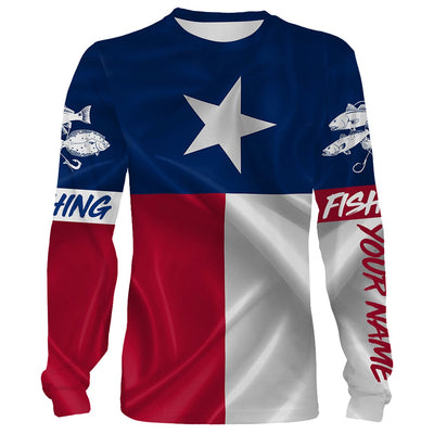Texas Slam Redfish Puppy Drum, Speckled Trout, Flounder Texas State Flag Customize Name All Over Printed Shirts Cornbee