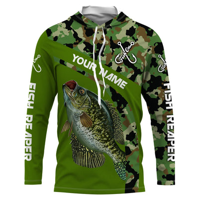 Crappie fishing Green Camo Custom tournament fishing long sleeves, Long sleeves hooded shirt Cornbee
