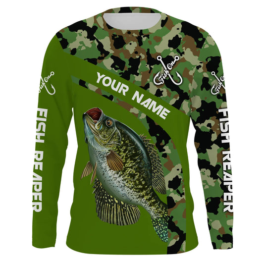 Crappie fishing Green Camo Custom tournament fishing long sleeves, Long sleeves hooded shirt Cornbee