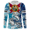 Florida Flag Mahimahi, wahoo, Tuna blue camo performance fishing shirt UV protection customize name long sleeves UPF 30+ Cornbee