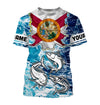 Florida Flag Mahimahi, wahoo, Tuna blue camo performance fishing shirt UV protection customize name long sleeves UPF 30+ Cornbee