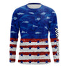American flag patriotic saltwater fishing blue camo tournament Fishing Jerseys | Long sleeve shirt Cornbee