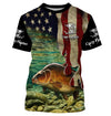 Carp Fishing 3D American Flag Patriotic Customize name long sleeve, tshirt, hoodie fishing Cornbee