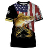 Walleye Fishing Customize Name American Flag patriotic 4th of July All Over Printed Shirts Personalized Fishing Gift Cornbee