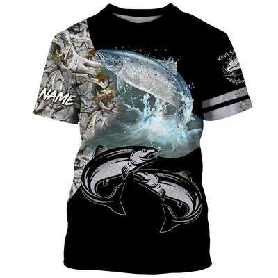 Chinook Salmon (King salmon) Fishing Winter Ice Fishing Camo custom 3D All Over print shirts Cornbee