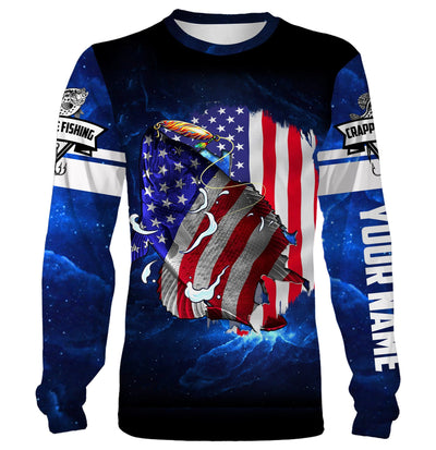 Crappie Fishing 3D American Flag patriotic Customize name All over print shirts - personalized fishing gift Cornbee