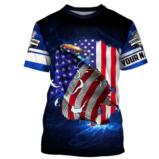 Crappie Fishing 3D American Flag patriotic Customize name All over print shirts - personalized fishing gift Cornbee